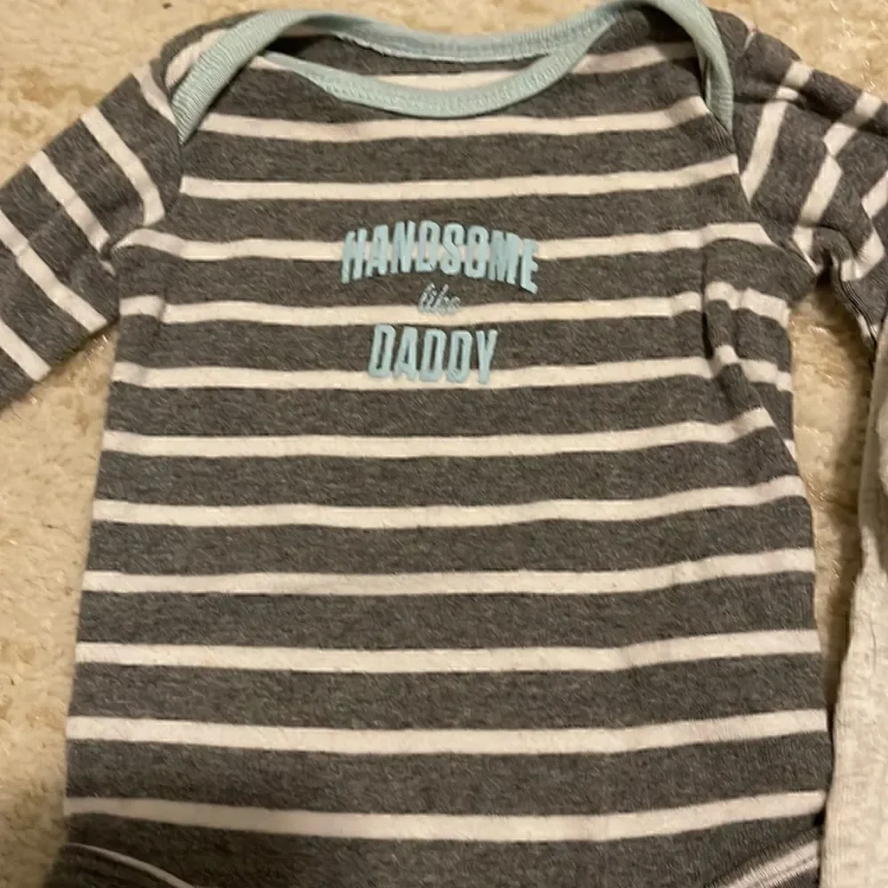 Bundle of five 0-3 month long sleeve shirt onesies